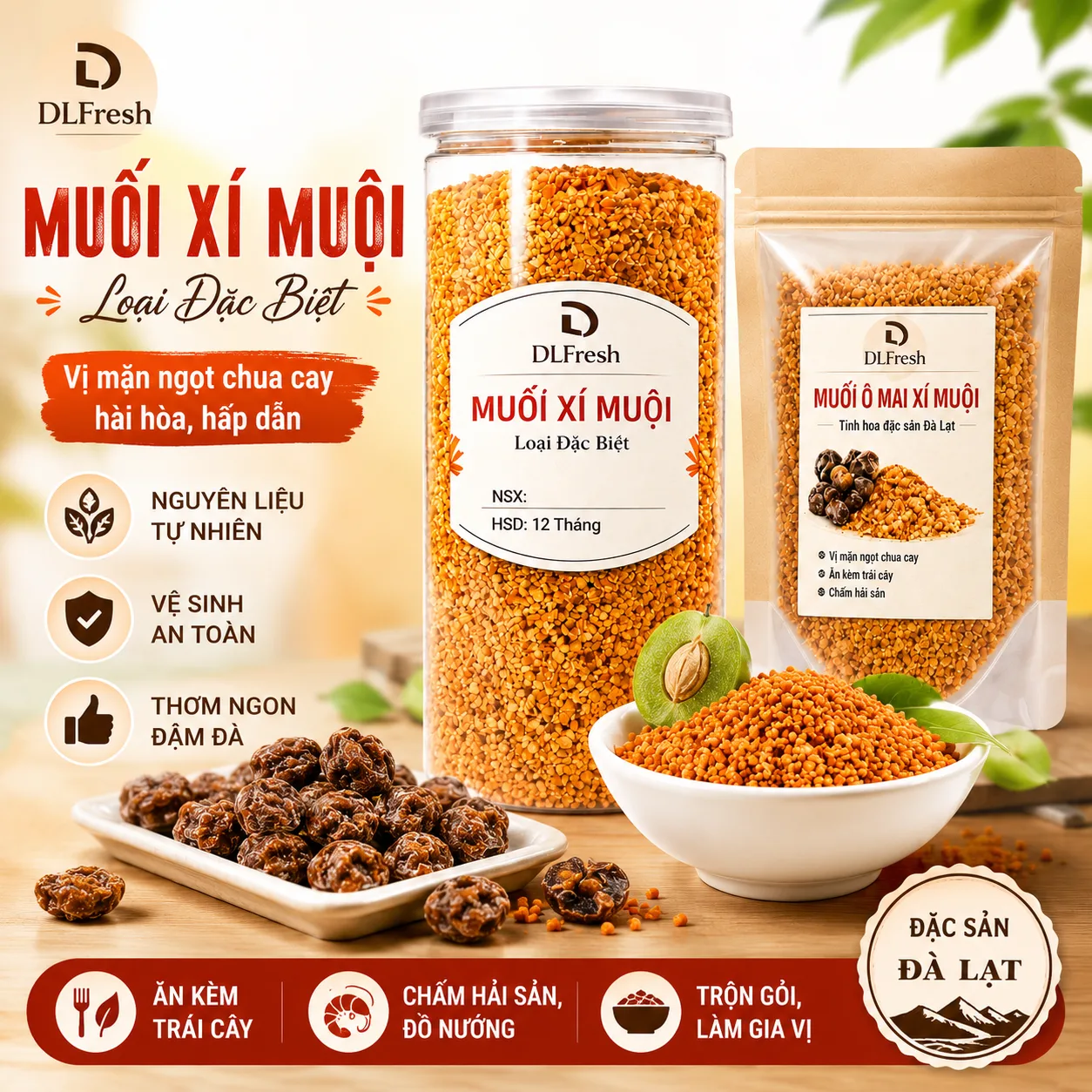 Muối Xí Muội DLFresh Túi 500g | Muối Chấm Trái Cây Đặc Sản Đà Lạt - Ảnh 3
