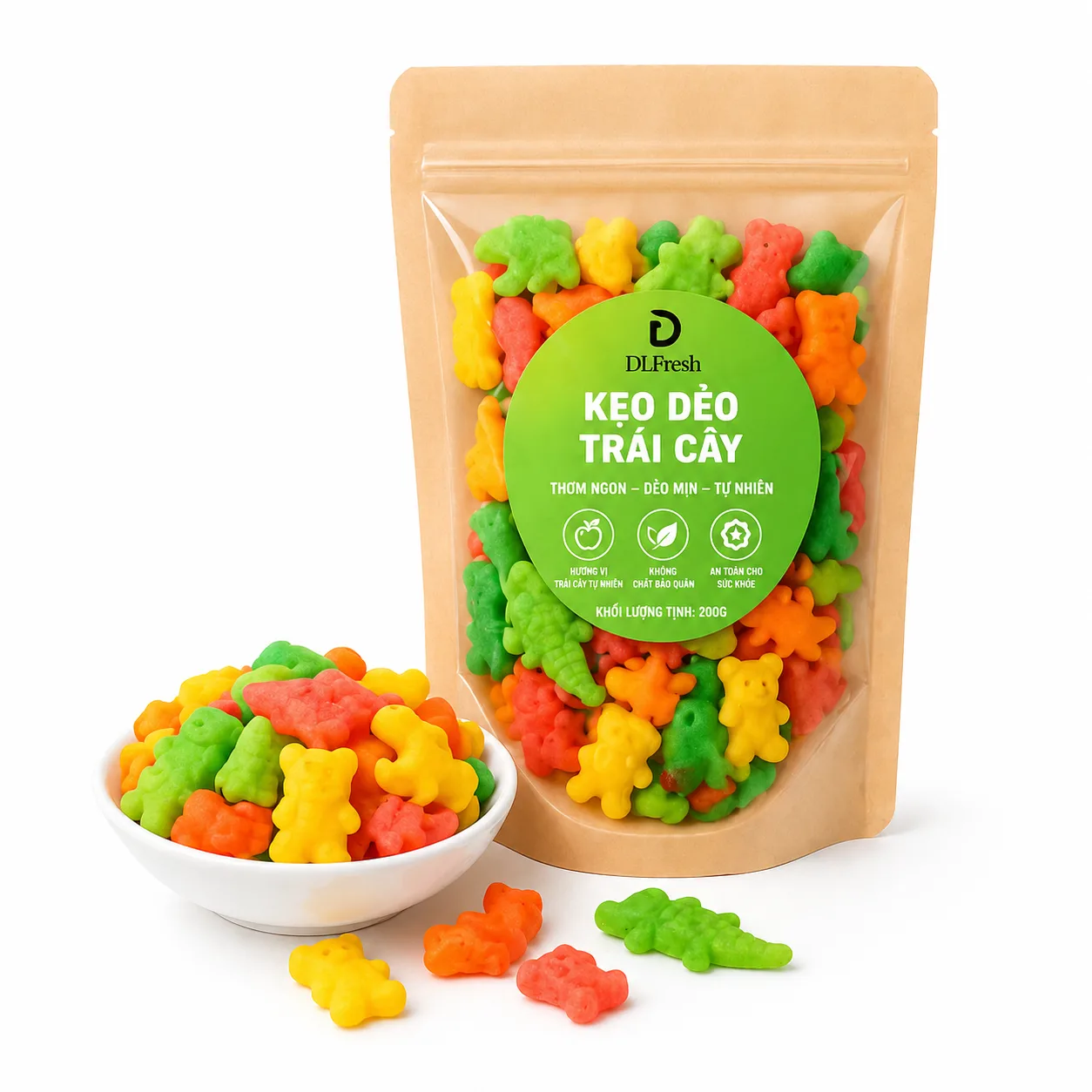 Kẹo Dẻo Hình Thú Cưng DLFresh Kẹo Dẻo Trái Cây Tự Nhiên 500gr