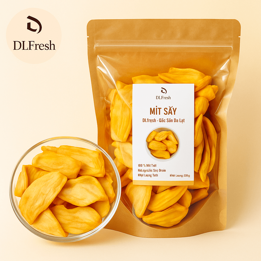 Mít Sấy Giòn DLFresh 250g – Đặc Sản Đà Lạt Giòn Rụm, Thơm Ngọt Tự Nhiên