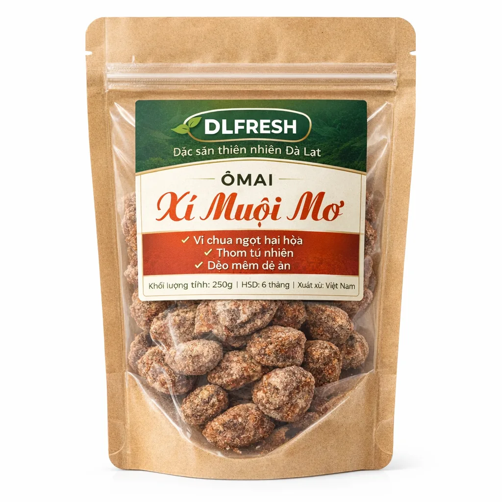 Xí Muội Mơ DLFresh 250g – Ô Mai Mơ Chua Ngọt Đậm Đà Đặc Sản Đà Lạt