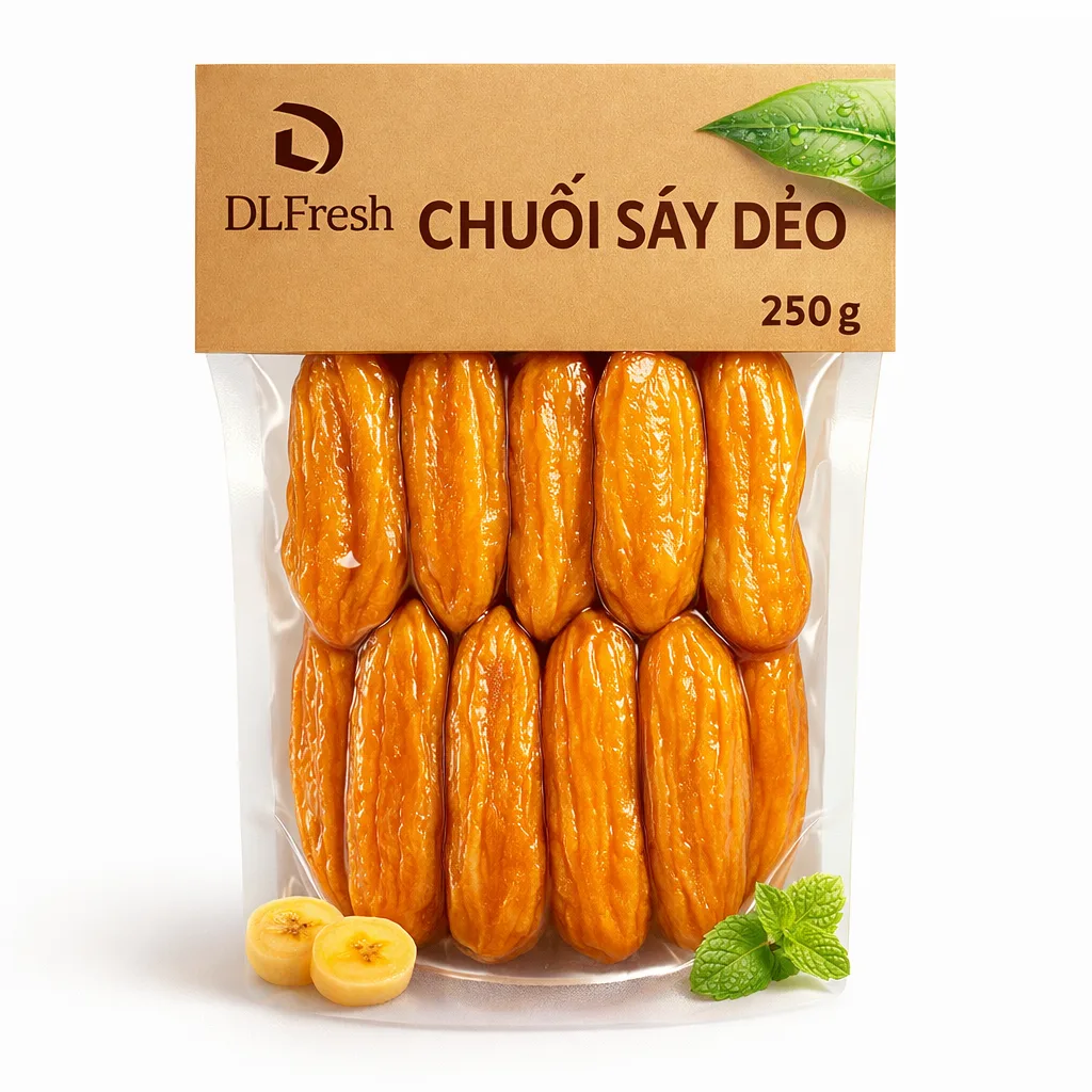 Chuối Sấy Dẻo DLFresh 250g – Chuối Chín Tự Nhiên, Dẻo Thơm, Đặc Sản Đà Lạt