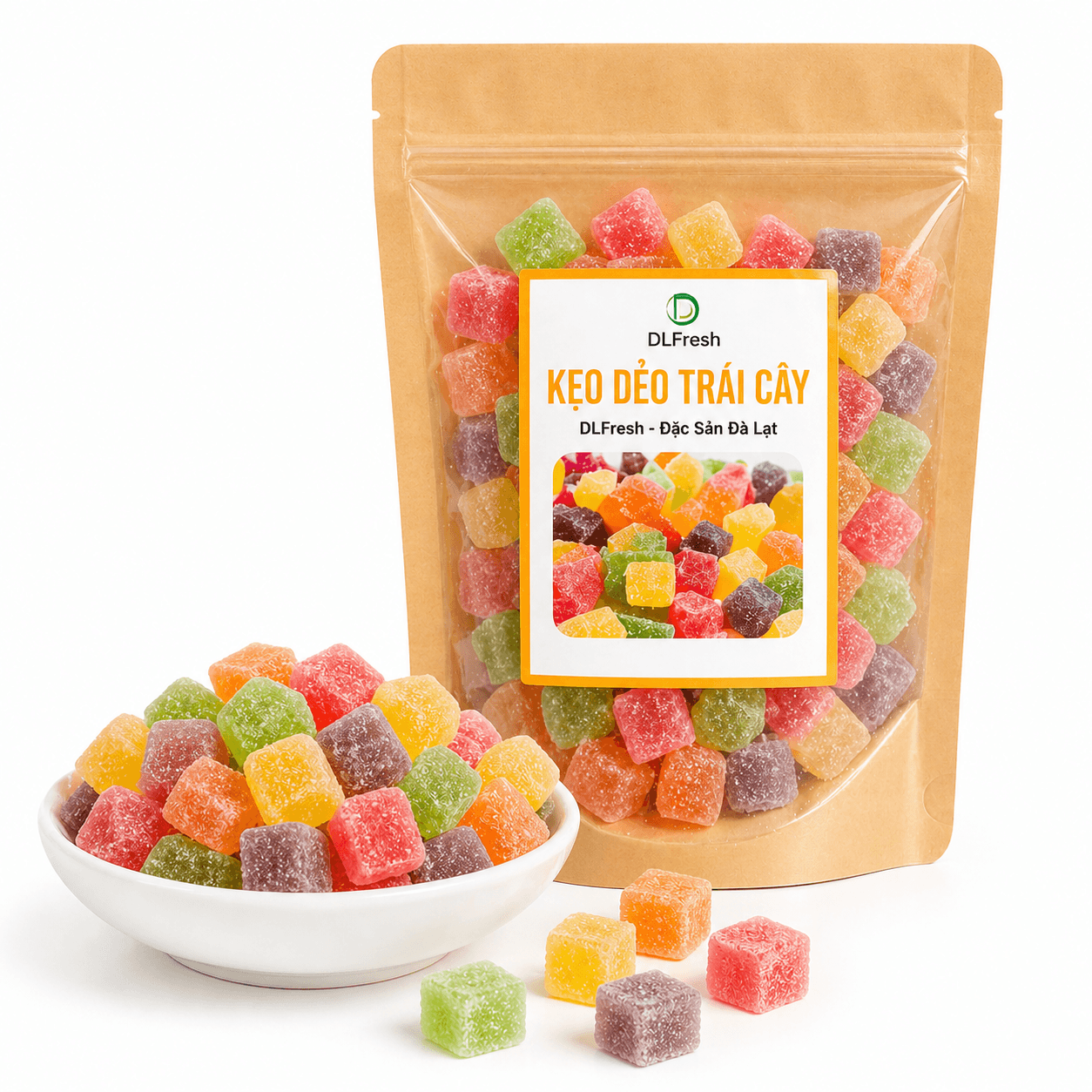 Kẹo Trái Cây Sữa DLFRESH Đặc Sản Đà Lạt Túi Zip 200gr