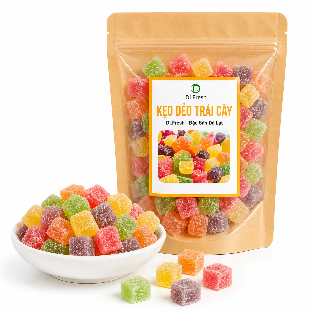 Kẹo Trái Cây Sữa DLFRESH Đặc Sản Đà Lạt Túi Zip 200gr
