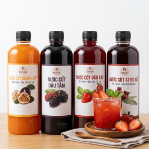 Combo 4 Chai Nước Cốt DLFresh (Chanh Dây, Dâu Tây, Dâu Tằm, Atiso Đỏ) Tặng 1 Chai Dâu Tây
