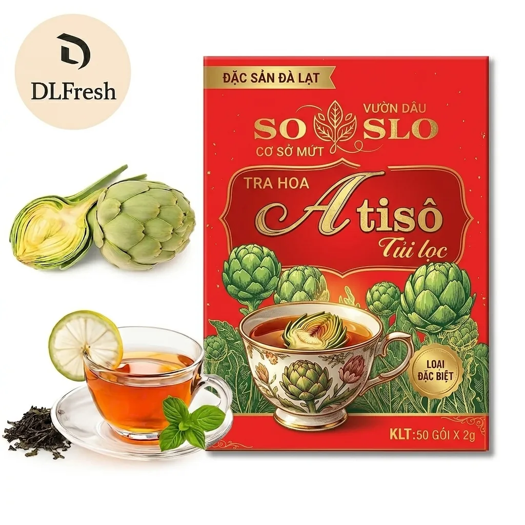 Trà Atiso Túi Lọc DLFresh Hộp 50 Tép – Hương Vị Atiso Đà Lạt Thanh Dịu