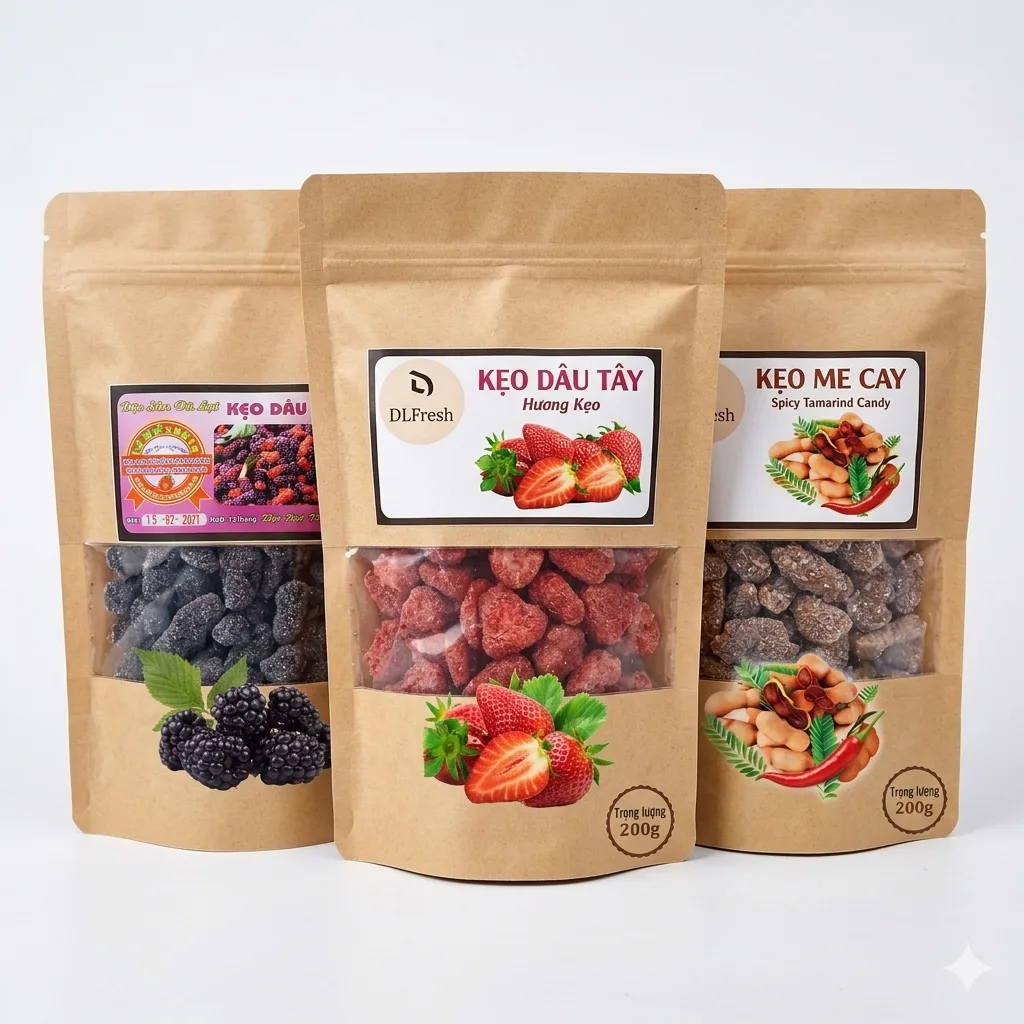 Kẹo Dâu Tằm DLFresh Kẹo Dâu Tằm Ngào Đường Túi 200g - Ảnh 2