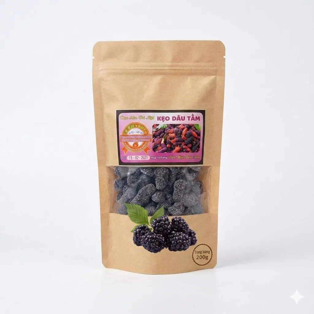 Kẹo Dâu Tằm DLFresh Kẹo Dâu Tằm Ngào Đường Túi 200g
