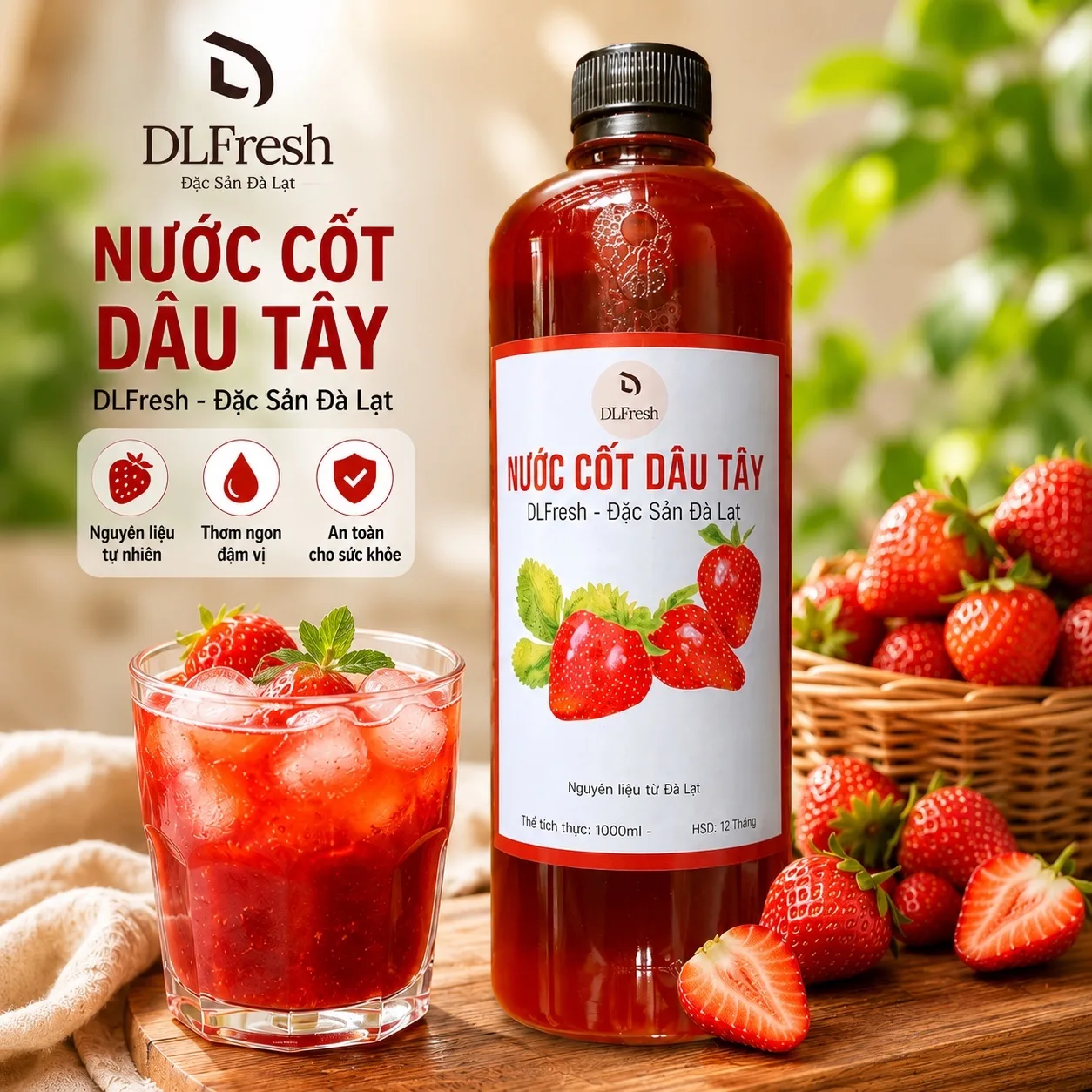 Combo 4 Chai Nước Cốt DLFresh (Chanh Dây, Dâu Tây, Dâu Tằm, Atiso Đỏ) Tặng 1 Chai Dâu Tây - Ảnh 7