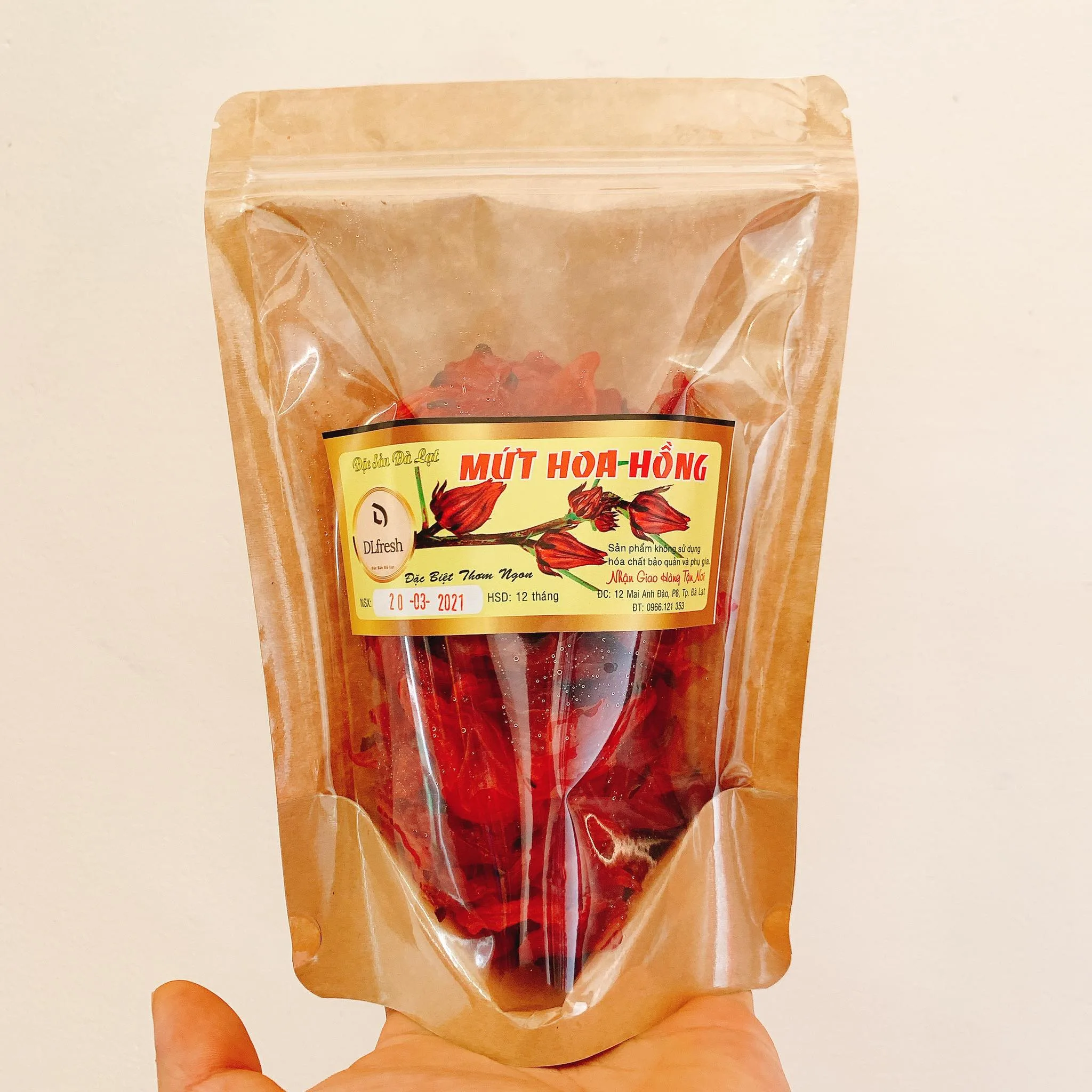 Mứt Hoa Hồng DLFRESH Hoa Atiso Đỏ Đặc Sản Đà Lạt Túi 250gr - Ảnh 3