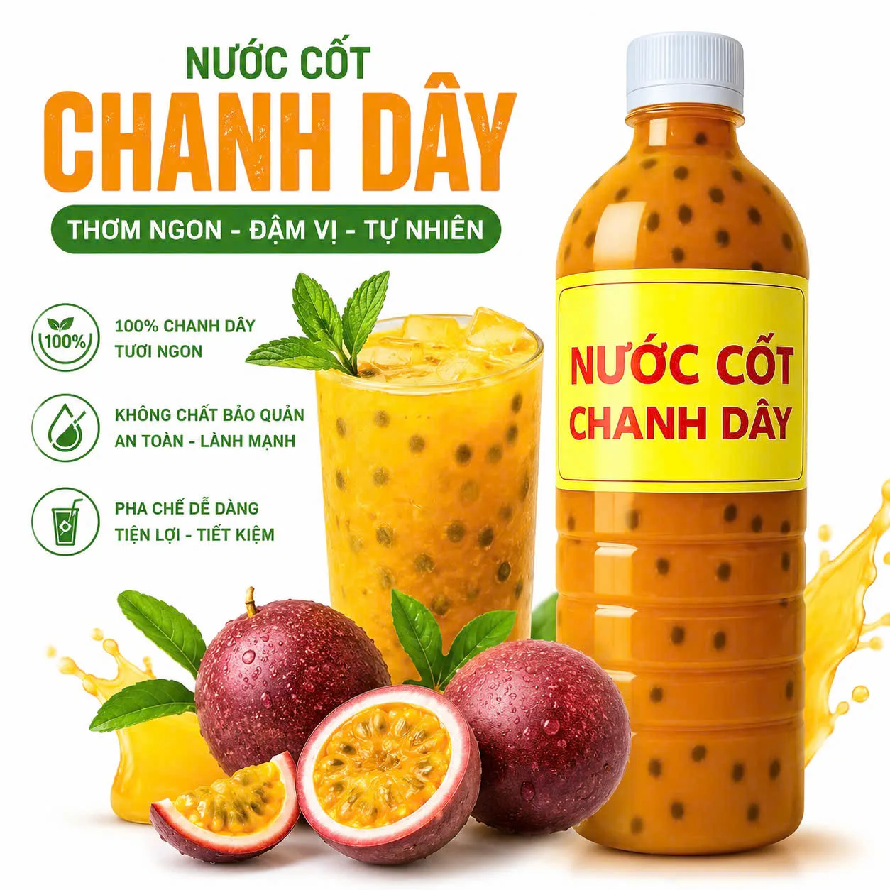 nước cốt chanh dây nguyên chất DLFresh đặc sản Đà Lạt