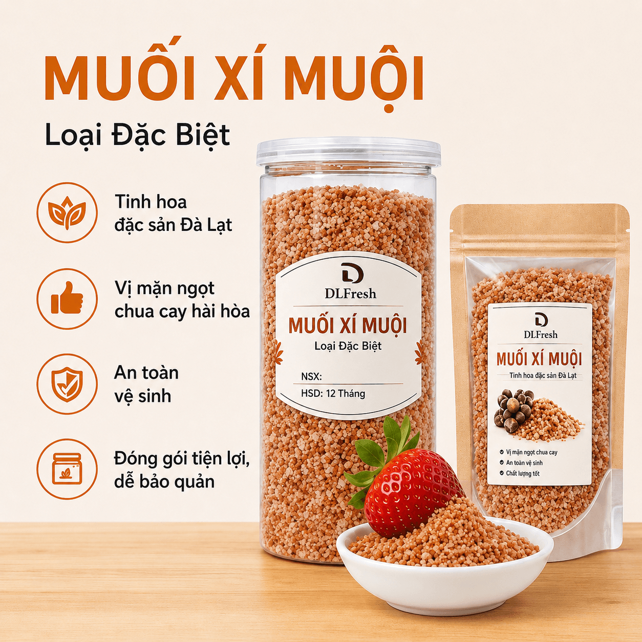 Muối Xí Muội DLFresh 250g – Muối Chấm Trái Cây Đặc Sản Đà Lạt