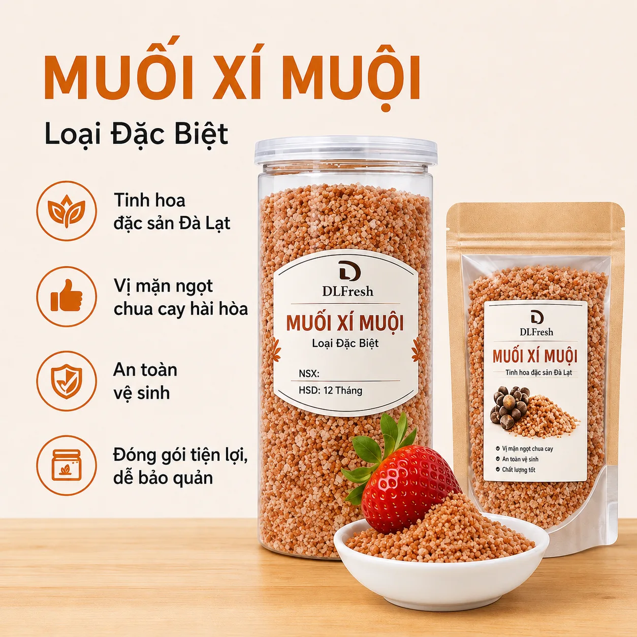 Muối Xí Muội DLFresh 250g – Muối Chấm Trái Cây Đặc Sản Đà Lạt