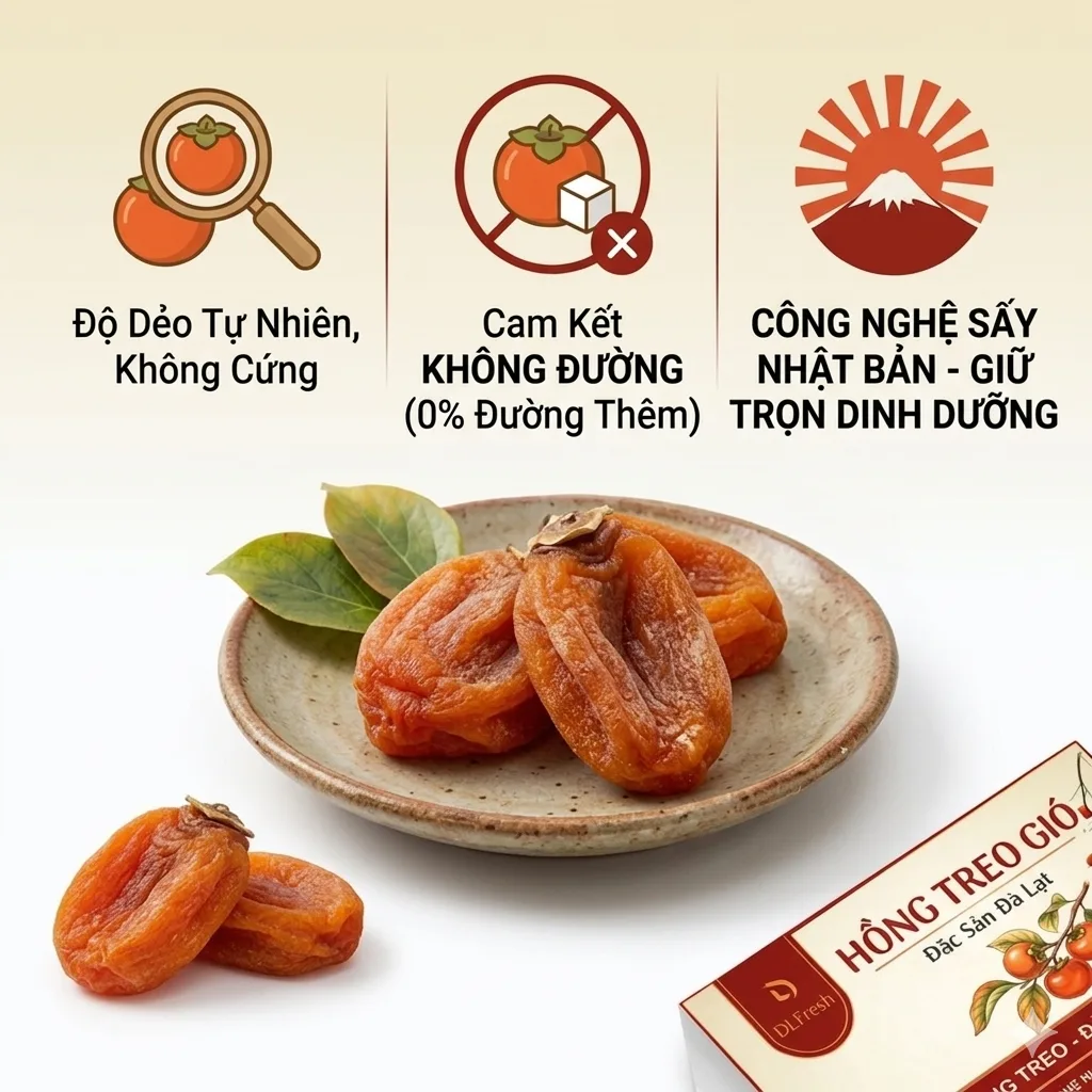 Hồng Treo Gió DLFresh 200g – Đặc Sản Đà Lạt Dẻo Mềm, Vị Ngọt Tự Nhiên